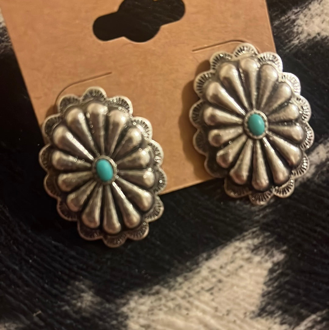 Turquoise dot studs