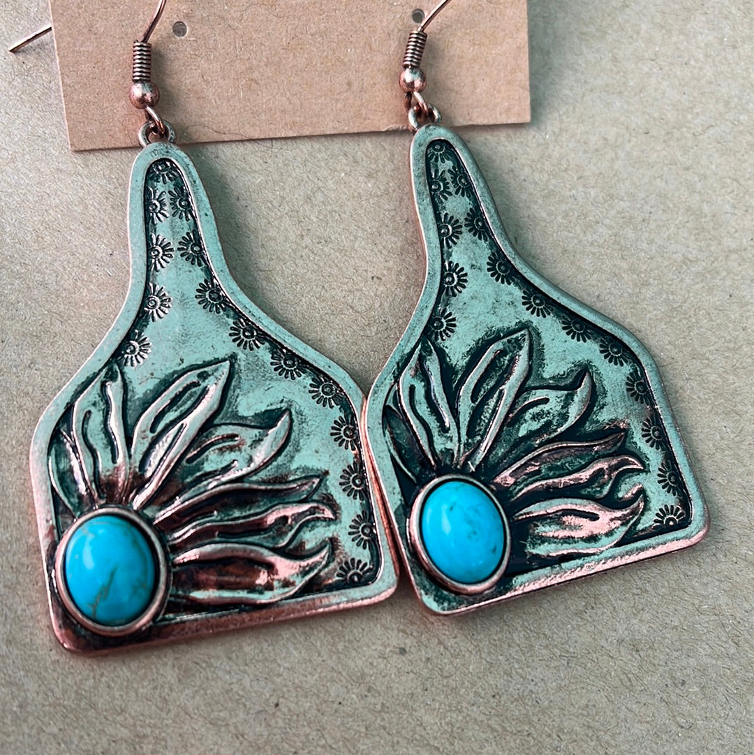 Cow tag turquoise